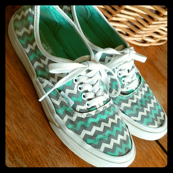Vans Shoes - Vans Chevron 7.5 Green Gray Good Cond.
